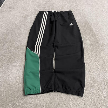 Y2K Adidas baggy tracksuit bottoms black Medium embroidered logo side stripes track pants