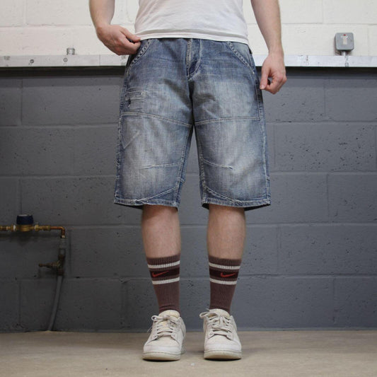 Y2K denim shorts festival jorts blue Projek Raw summer jean shorts