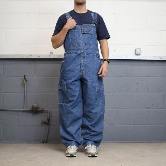 Vintage Faded Glory dungarees Large W38L33 blue mens denim overalls