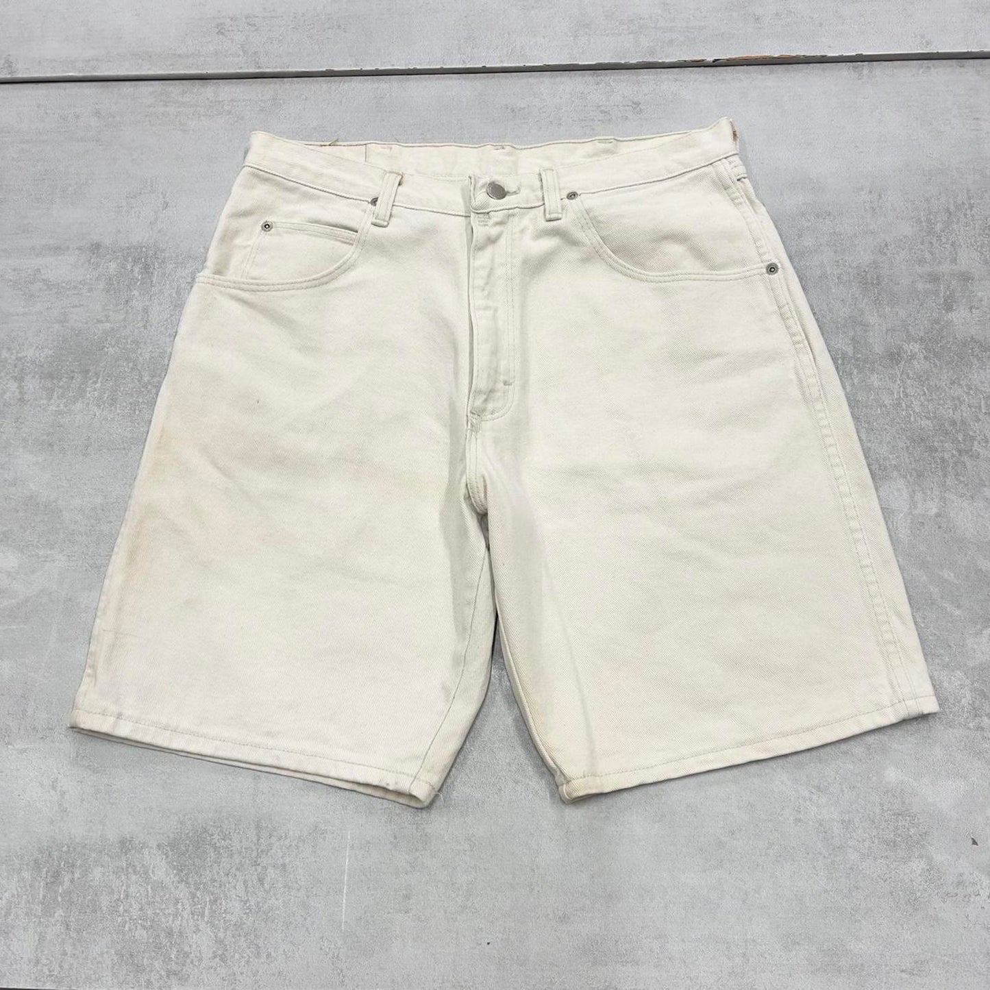 Vintage Wrangler jorts W34 100% cotton denim white 90s style jean shorts