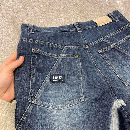 Y2k baggy Enyce shorts skater style blue Loose wide leg denim summer festival jorts