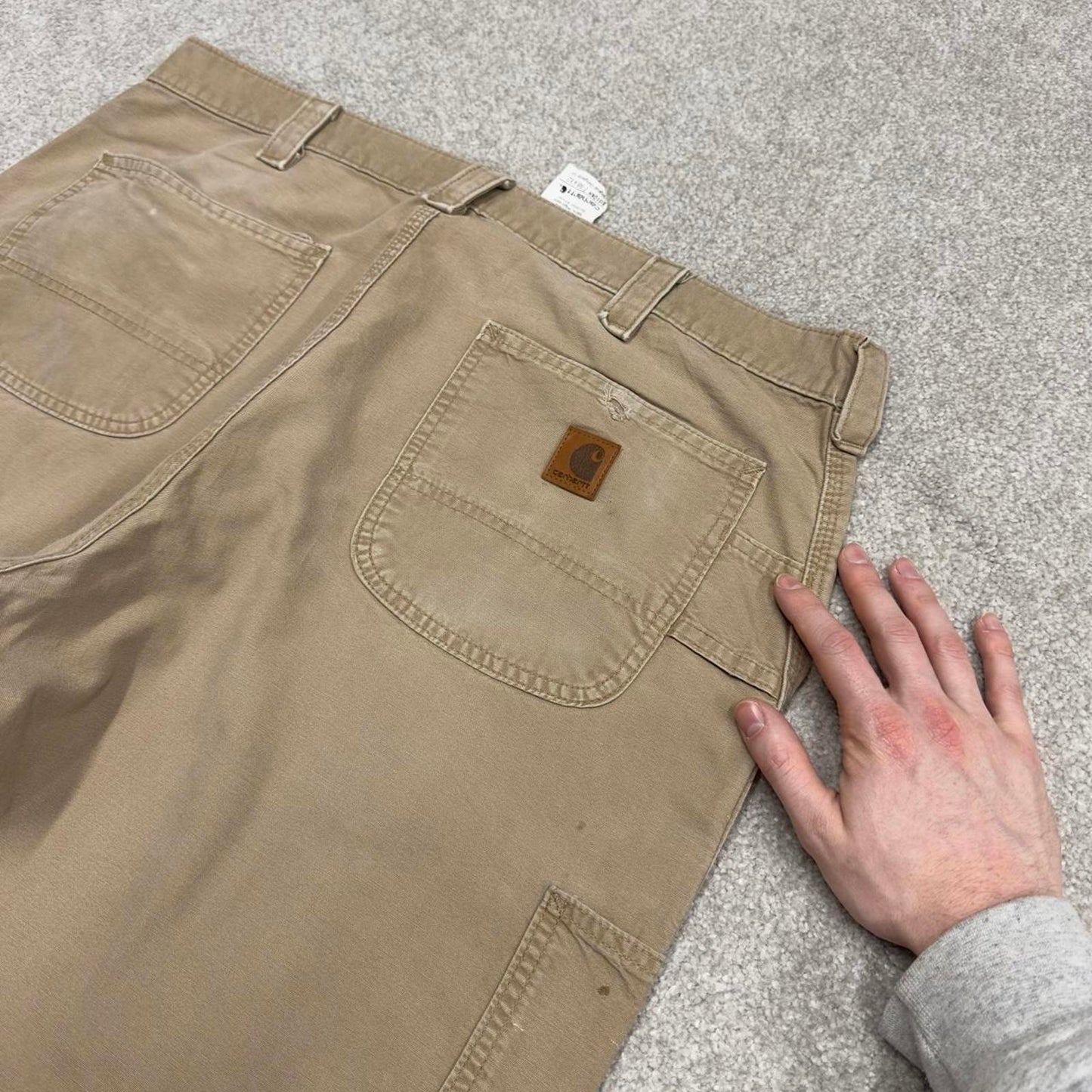 Y2K Carhartt carpenter jeans khaki Loose canvasy skate style workwear cargo pants