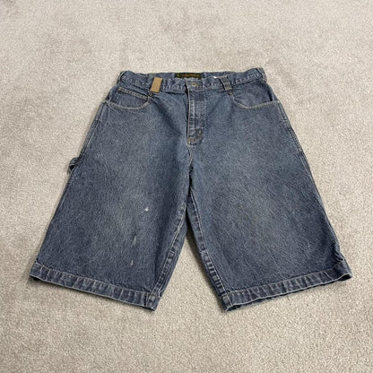 Timberland baggy denim shorts y2k blue carpenter Long skate / surf style cargo shorts