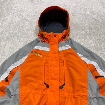 Y2k Columbia technical ski windbreaker jacket orange snow boarding jacket snow skirt adjustable