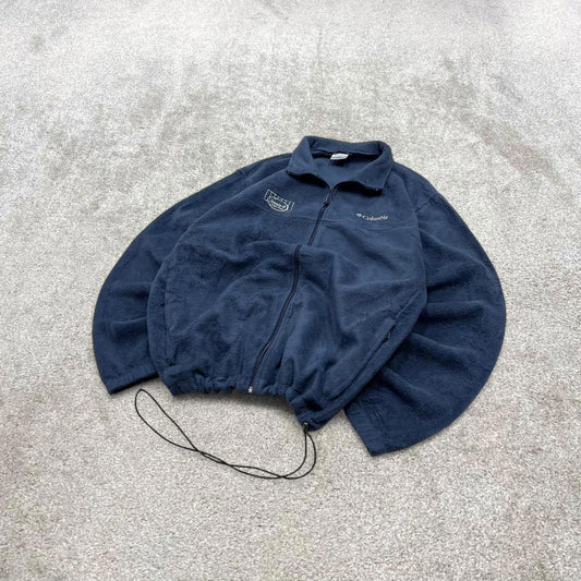 00s Columbia technical fleece XL men's navy full zip up y2k style autumn adjustable waist