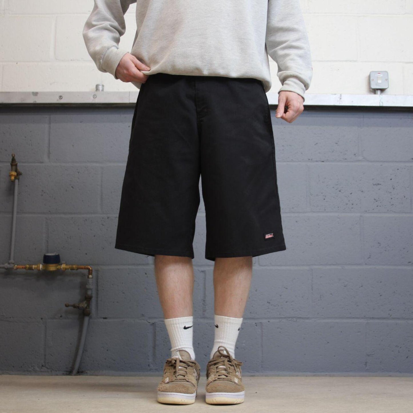Baggy Dickies carpenter shorts loose fit black Twill chino skater style shorts wide long leg