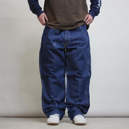 Mens UniFirst baggy carpenter jeans W46L32 wide leg thick denim work pants