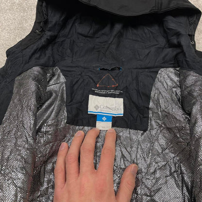 Y2K Columbia technical windbreaker fleece jacket grey Omni-wind hooded tech coat embroidered