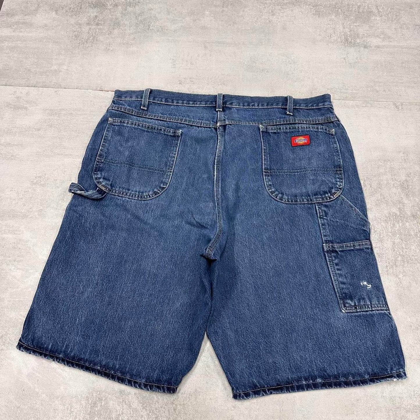 Dickies carpenter shorts loose Mens W42 Blue denim cargo 90s style skater jorts