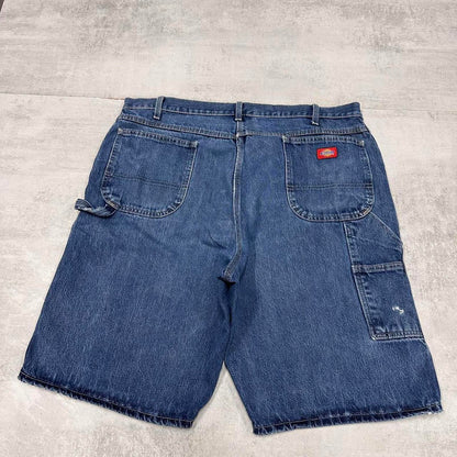 Dickies carpenter shorts loose Mens W42 Blue denim cargo 90s style skater jorts
