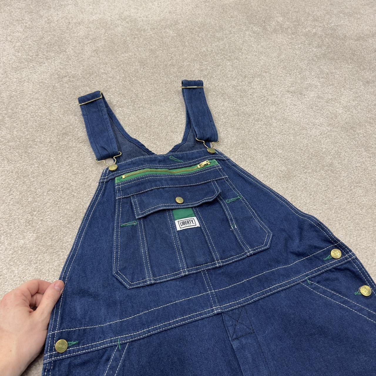 Liberty baggy dungarees denim overalls navy blue Vintage workwear bib & brace utility