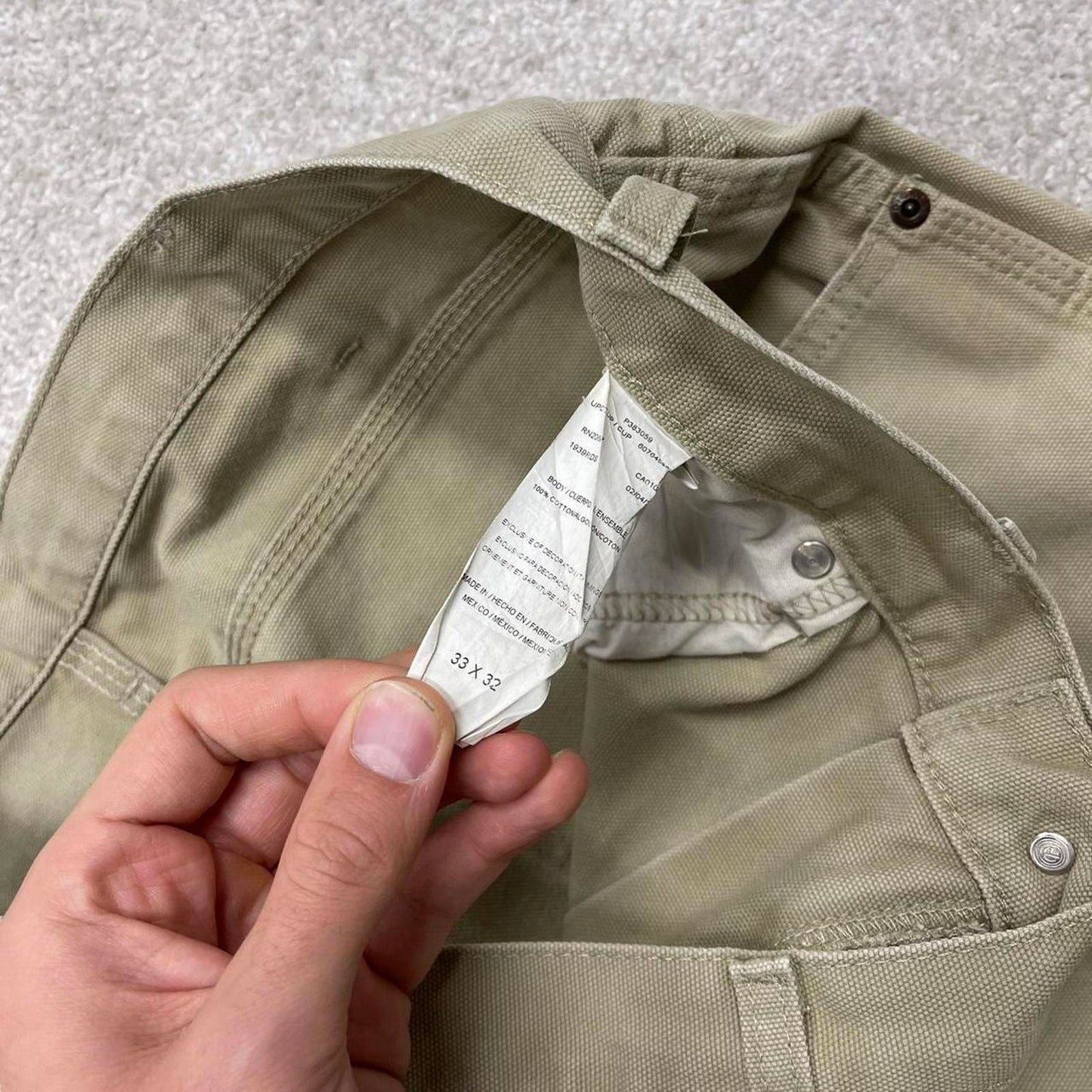 Beige Dickies carpenter jeans W33L32 loose baggy canvas cargo 90s skate style pants