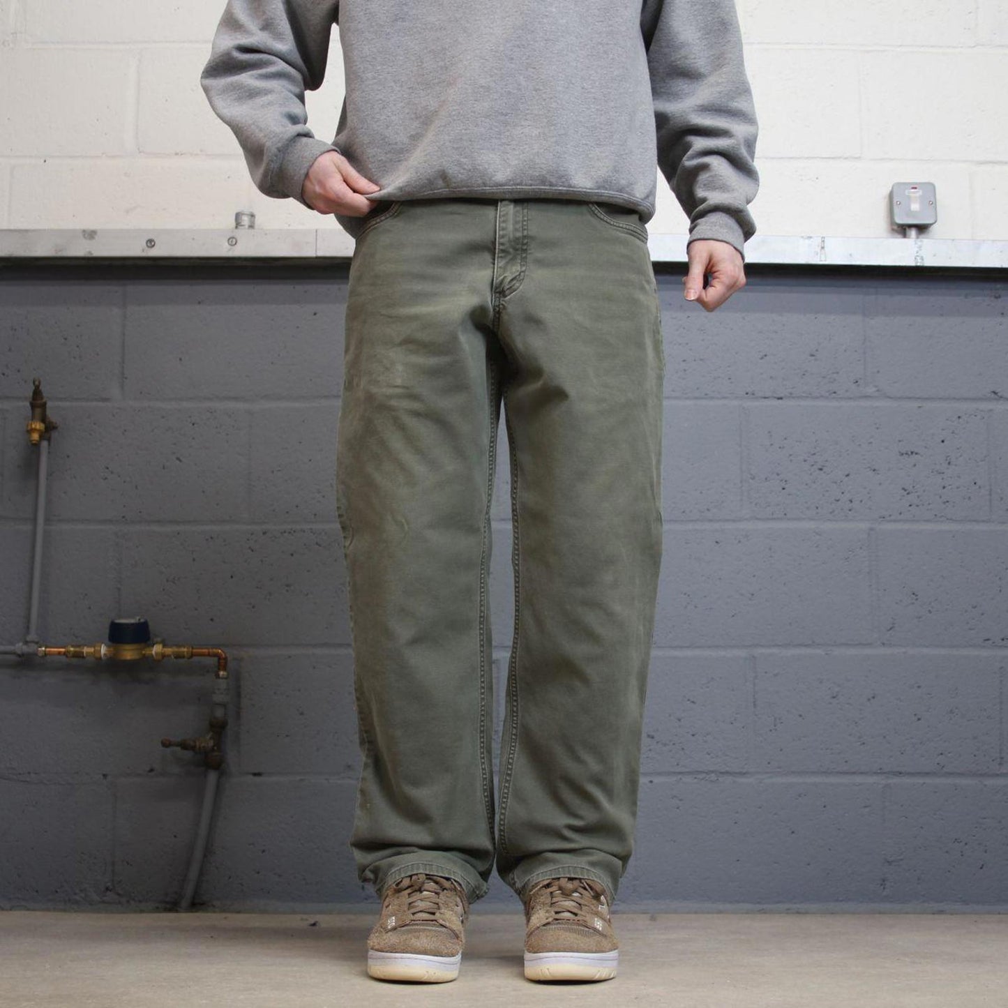 Vintage Y2K Carhartt carpenter jeans faded green Straight leg relaxed fit canvasy skate cargo pants