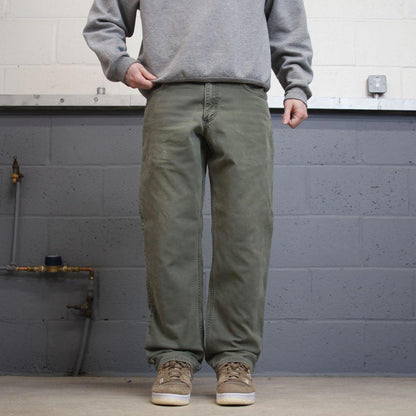 Vintage Y2K Carhartt carpenter jeans faded green Straight leg relaxed fit canvasy skate cargo pants