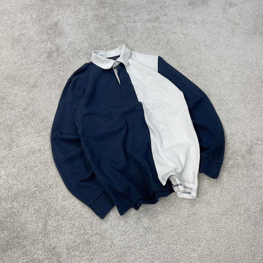 Navy American Eagle Vintage Style Rugby Shirt XS