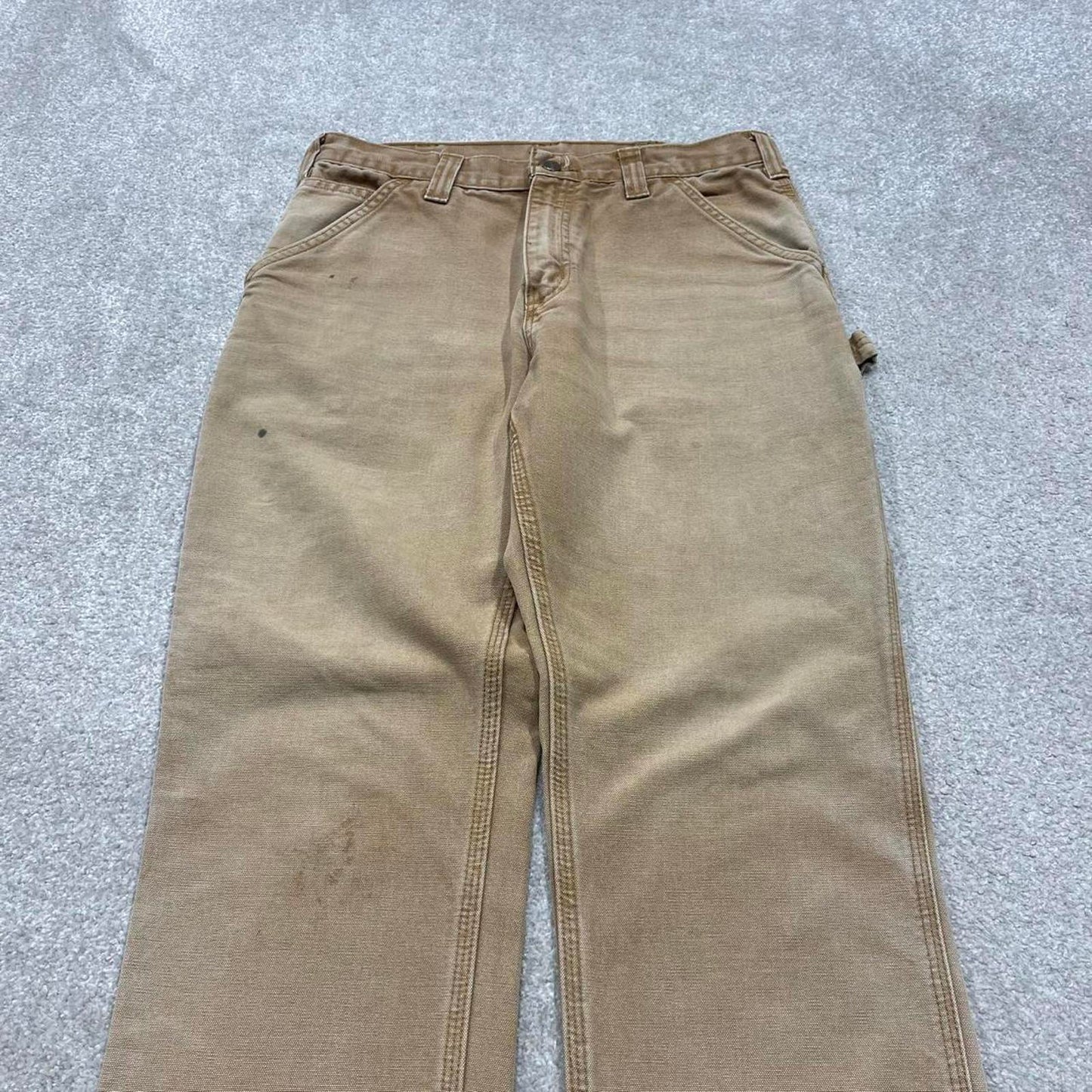 Vintage Carhartt carpenter jeans tan brown Loose relaxed fit canvas skate style workwear cargo pants