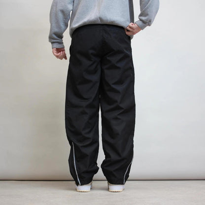 Black Starter tracksuit bottoms M Loose y2k shell suit trackies print logo