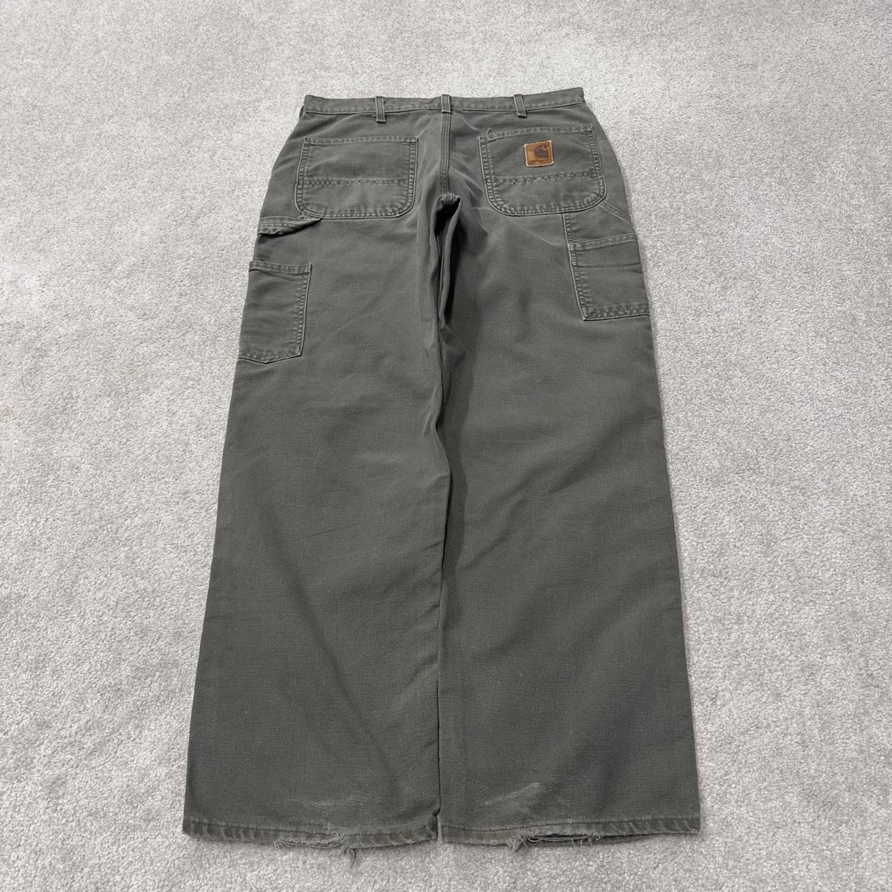 Green Carhartt carpenter jeans baggy W34L30 Loose fit American workwear skate pants utility pockets