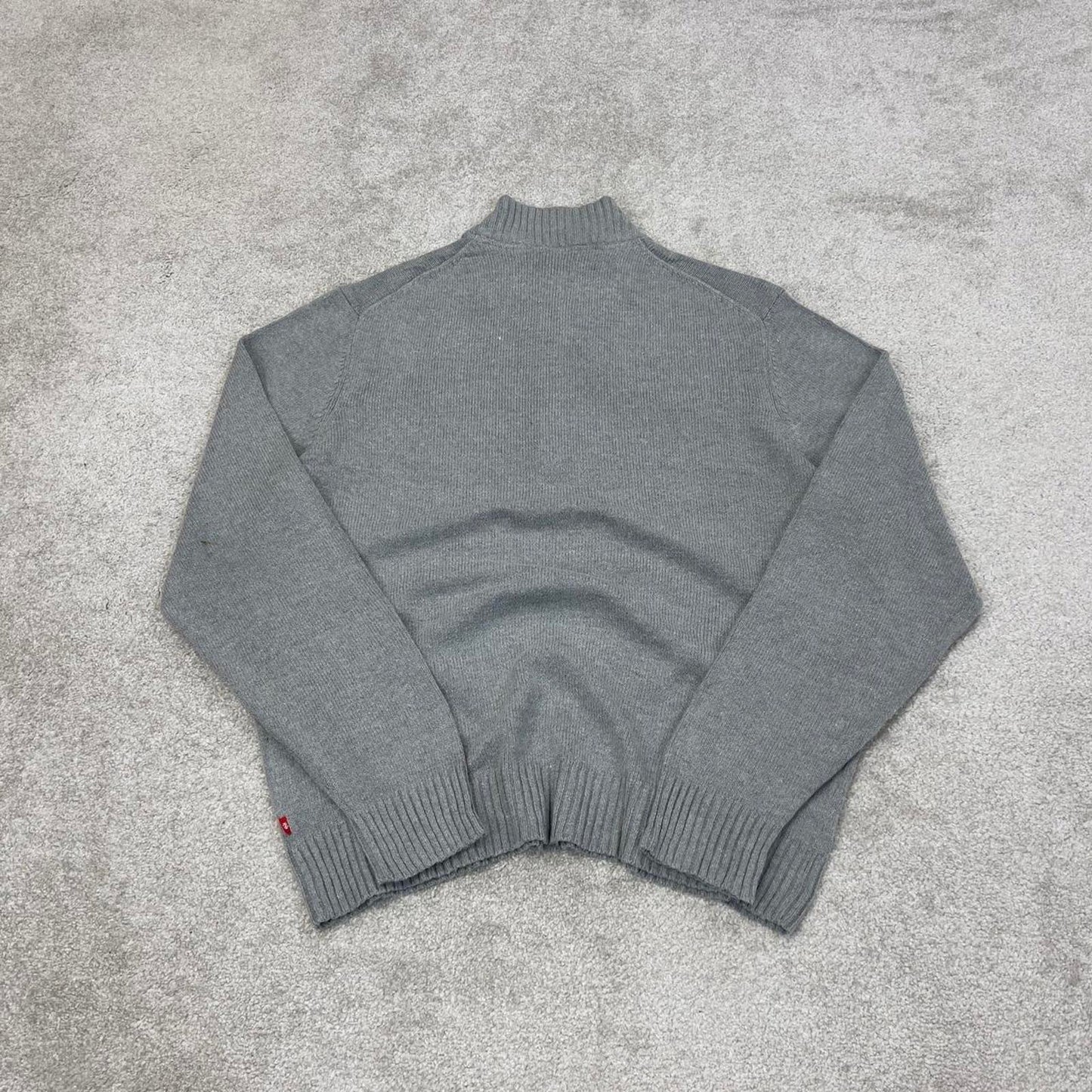 Grey IZOD chunky knit quarter zip pullover jumper XL embroidered logo 1/4 zip sweater y2k style