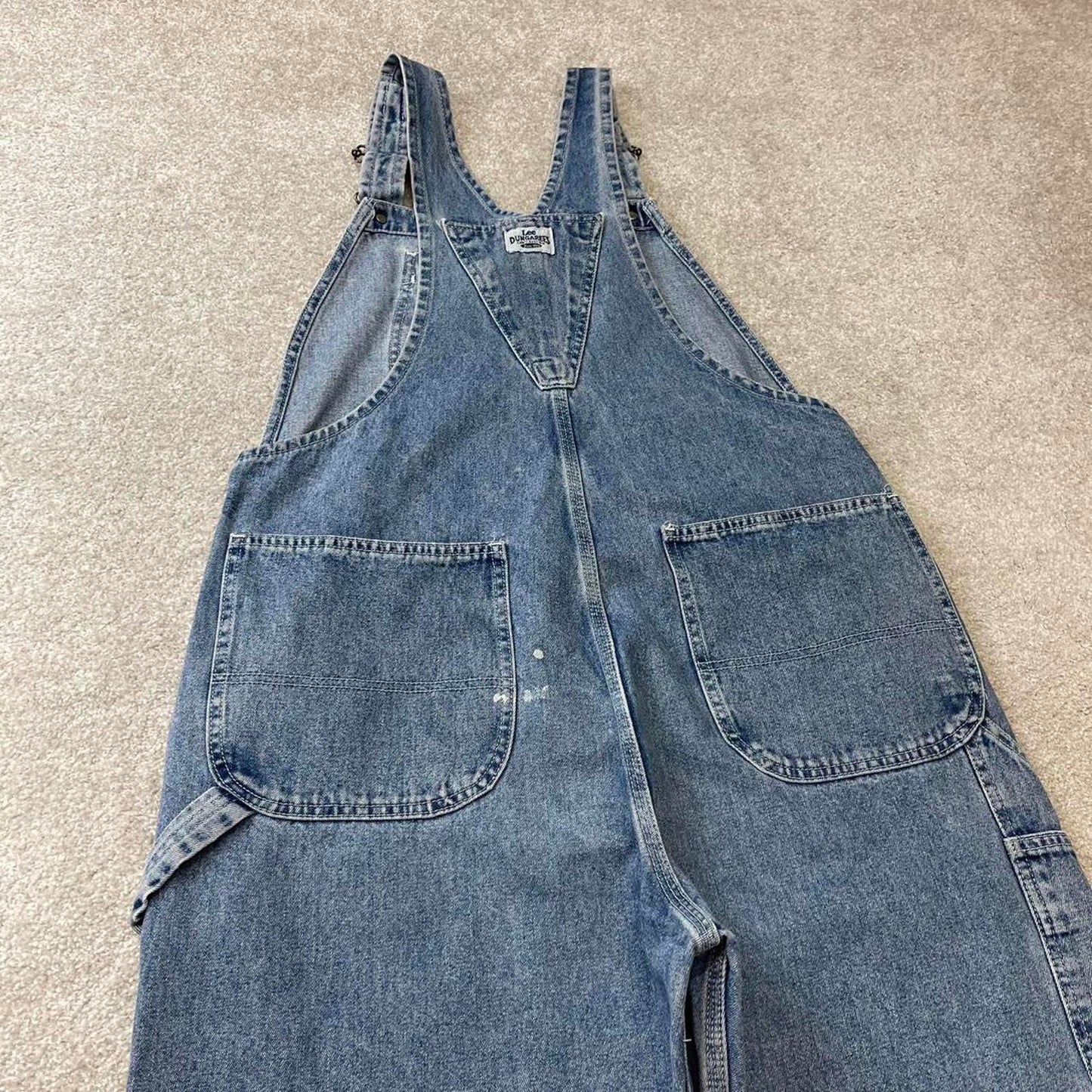 Vintage Lee overalls Large blue denim baggy 90s skater style dungarees bib & brace