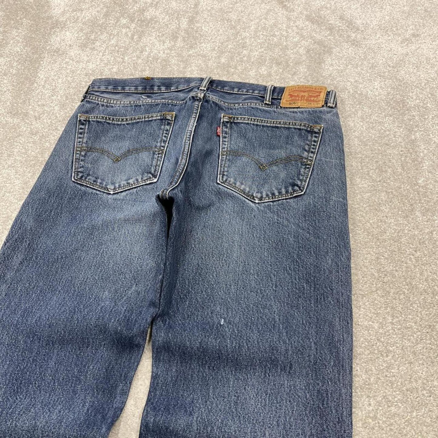 Y2k Levi's 505 jeans regular fit blue 100% cotton denim pants red tab logo