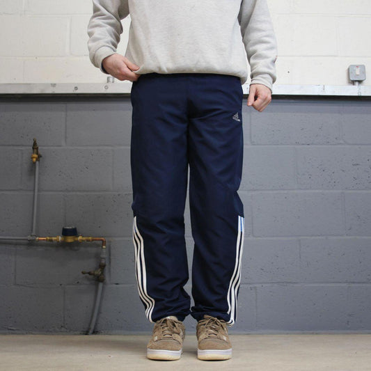Adidas trackies 14 loose navy y2k style joggers adjustable stripe detail track pants