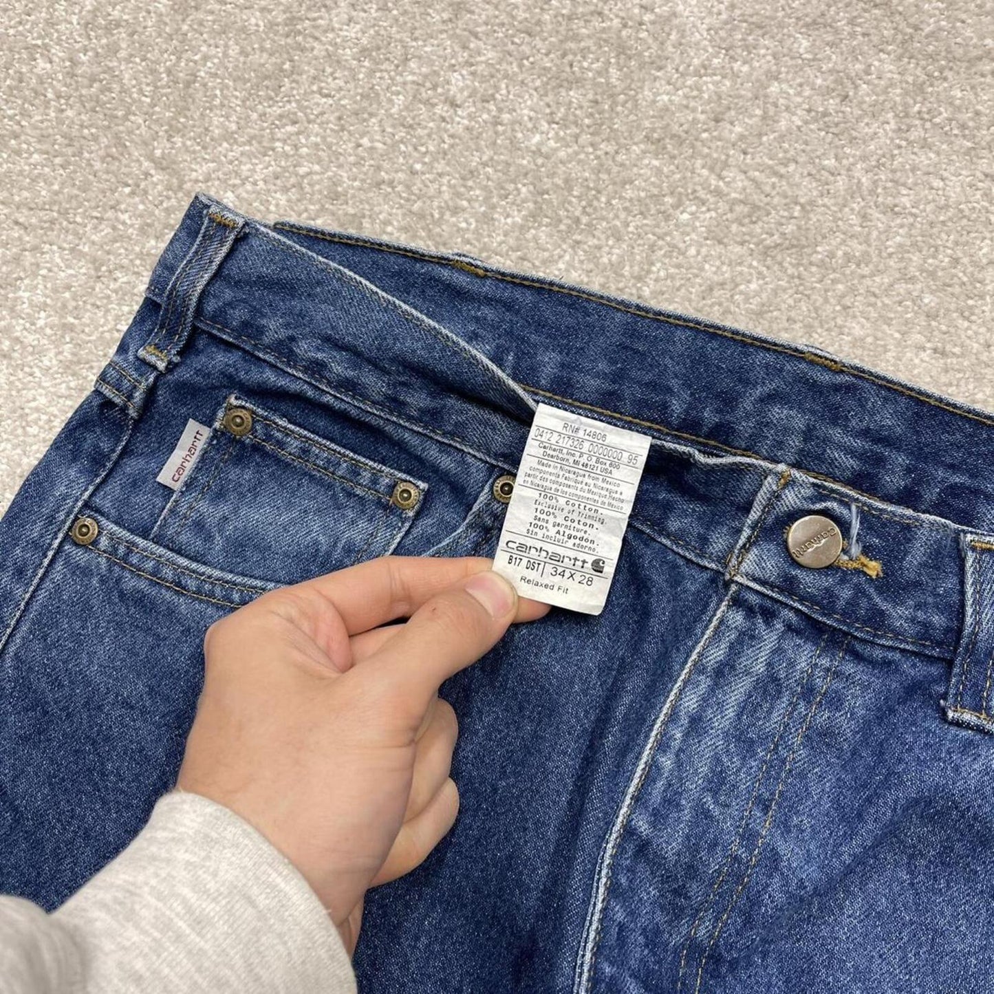 Carhartt workjeans relaxed fit blue Loose 100% cotton denim skate style work pants