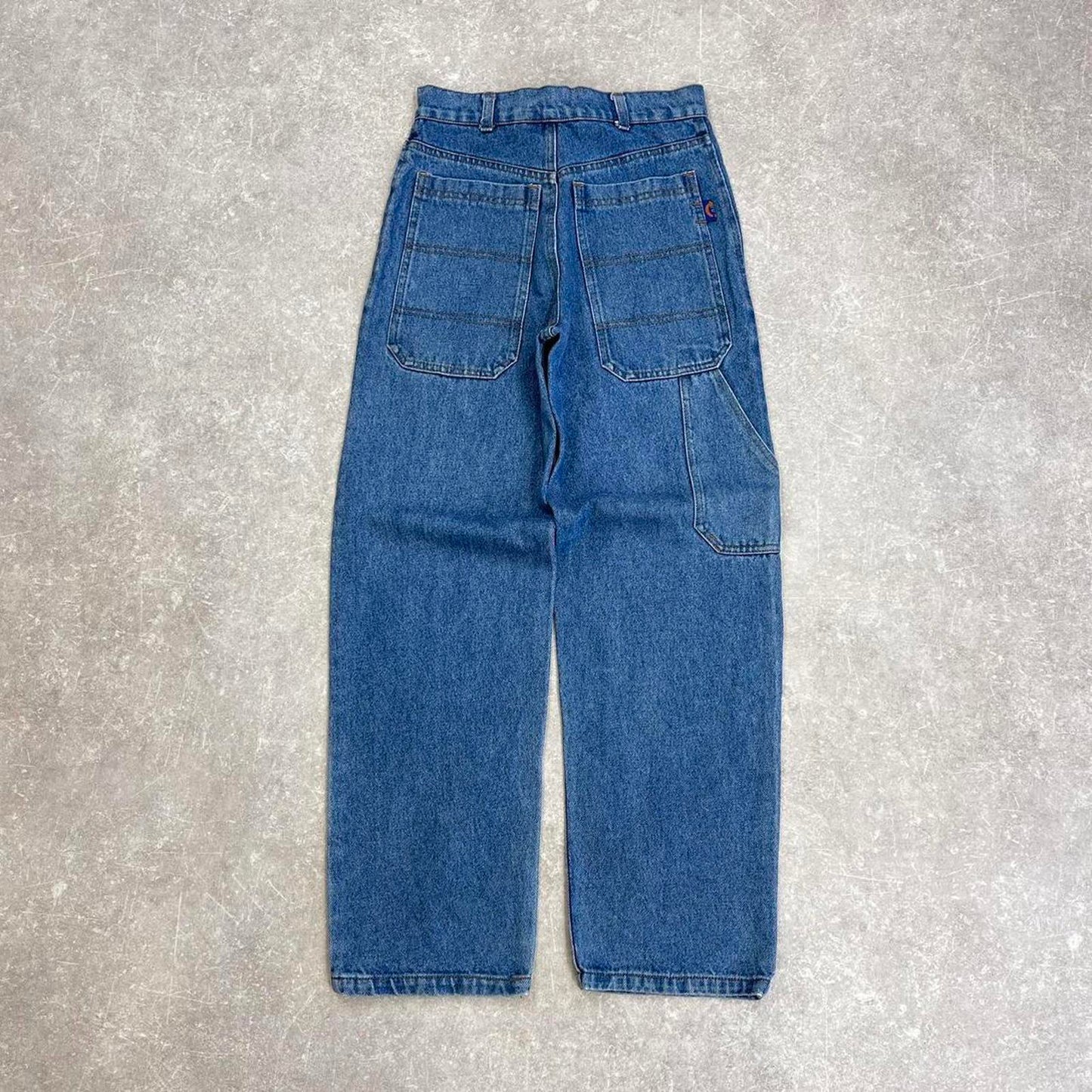 Y2k skate jeans Kids size 11 (W26L28) hip hop style Unison carpenter pants blue casual denim