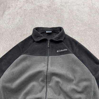 Columbia technical fleece boxy fit grey black Full zip toggle waist two tone surf style