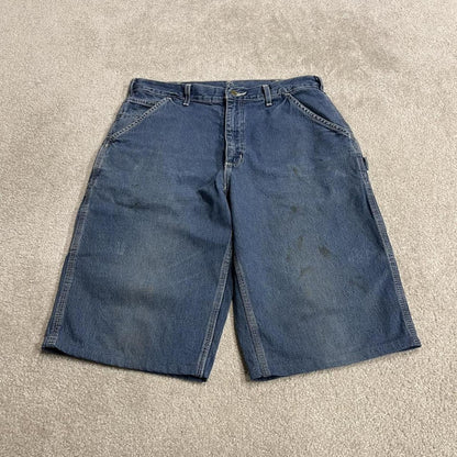 Carhartt denim shorts y2k carpenter faded blue Skater / surf style work jorts