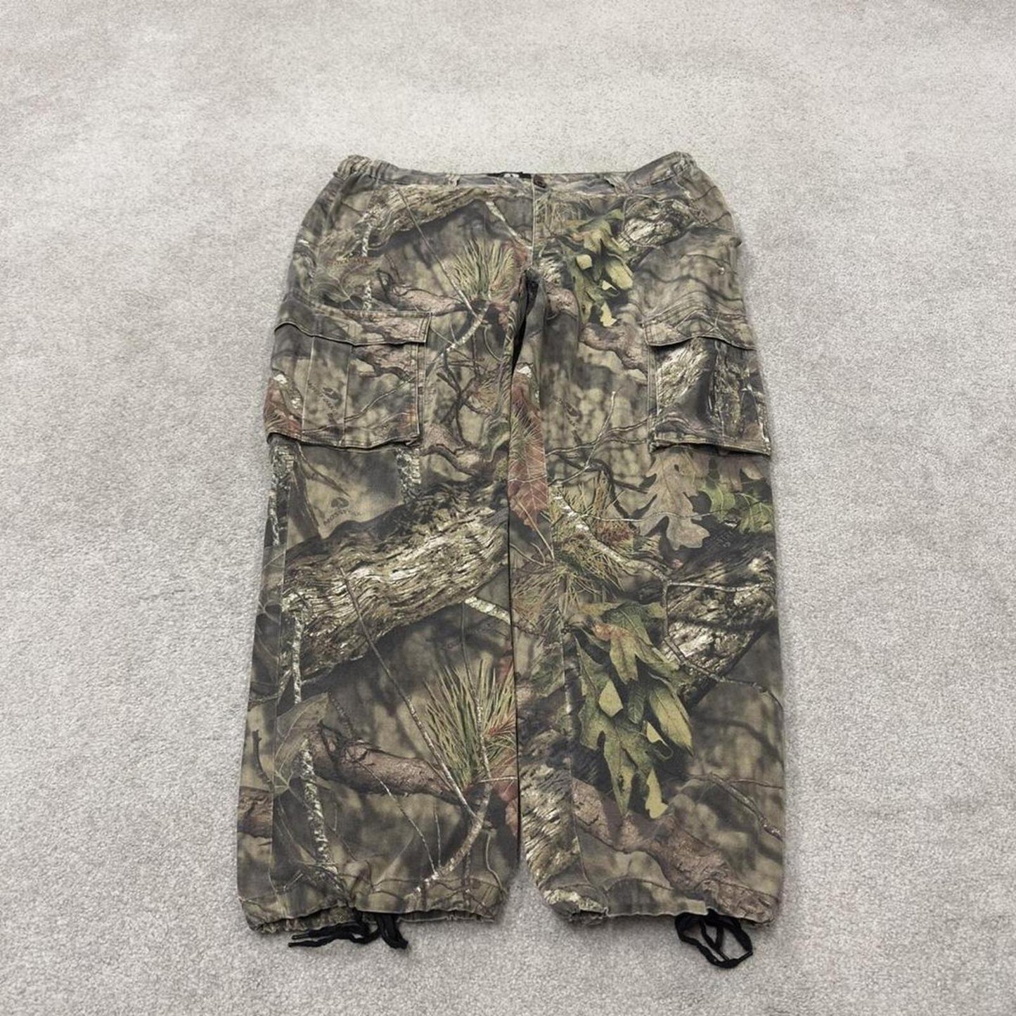 Baggy camo cargo pants Mossy Oak XL green Loose floaty tree camouflage combat trousers