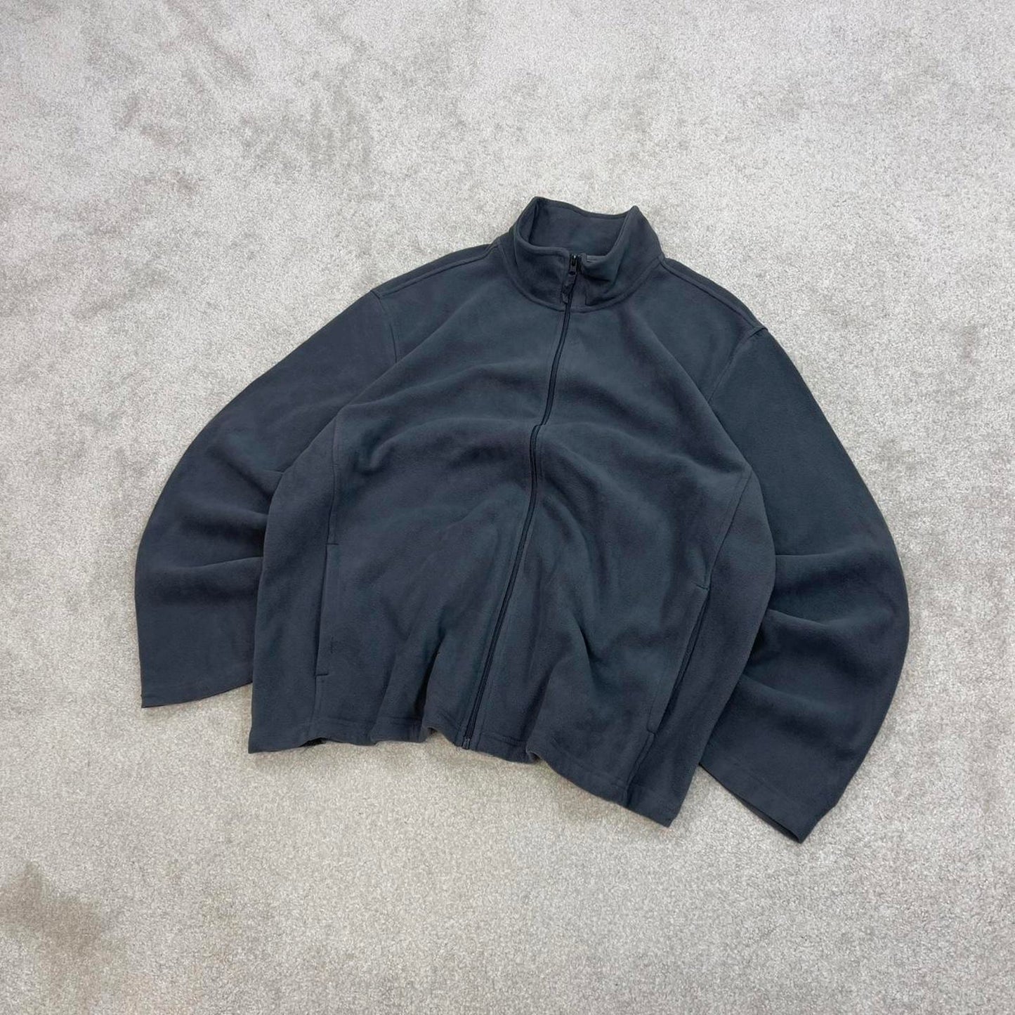 Y2K Starter technical fleece XL grey full zip embroidered logo pockets autumn