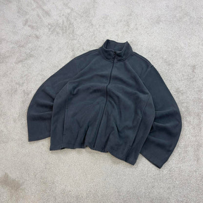 Y2K Starter technical fleece XL grey full zip embroidered logo pockets autumn