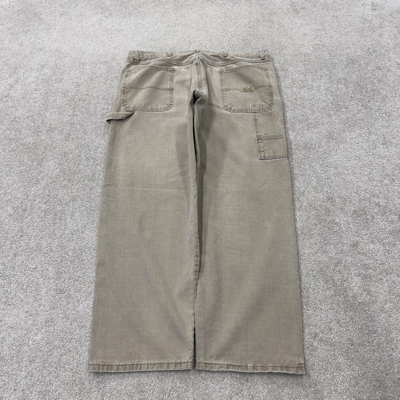 Baggy Wrangler carpenter jeans y2k washed beige denim Wide leg skater 2000s style utility cargo pant