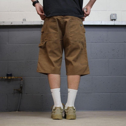 Carpenter shorts canvas y2k tan brown Key skater style cargo work shorts