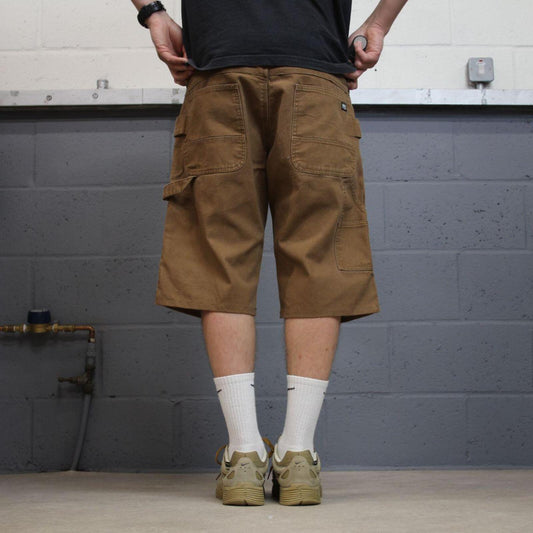 Carpenter shorts canvas y2k tan brown Key skater style cargo work shorts