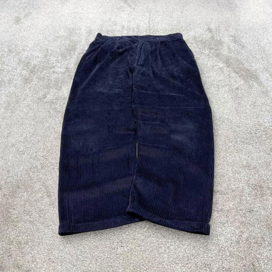 Vintage baggy pleated corduroy pants navy Giorgio Cosani Wide wale chunky jumbo cord trousers