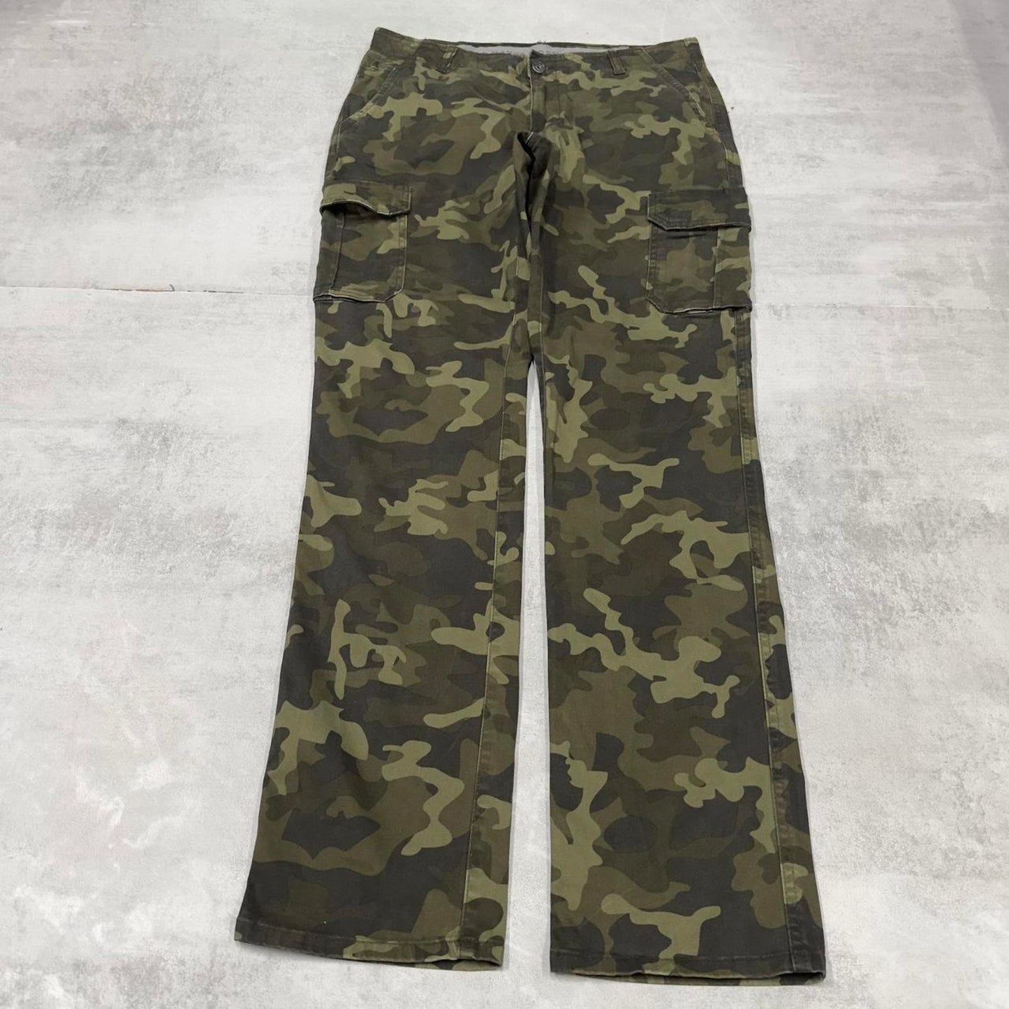 Camo Denver Hayes cargo pants W34L34 green forest camouflage straight y2k style carpenter trousers