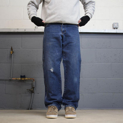 90s Dickies jeans casual workwear W32L32 loose blue 90s skate style thick denim pants streetwear
