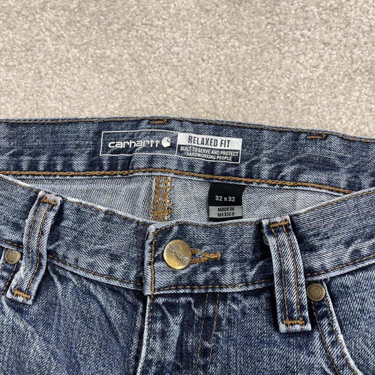 Carhartt denim shorts y2k faded blue Loose skater style work jorts