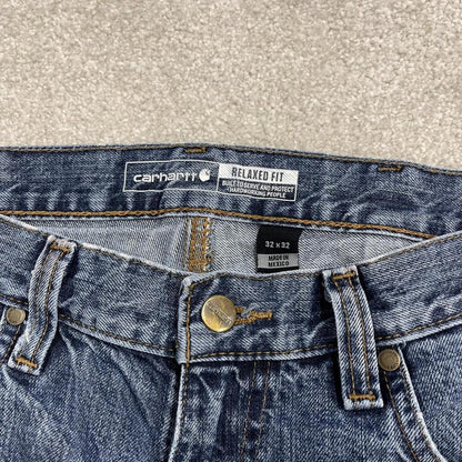 Carhartt denim shorts y2k faded blue Loose skater style work jorts