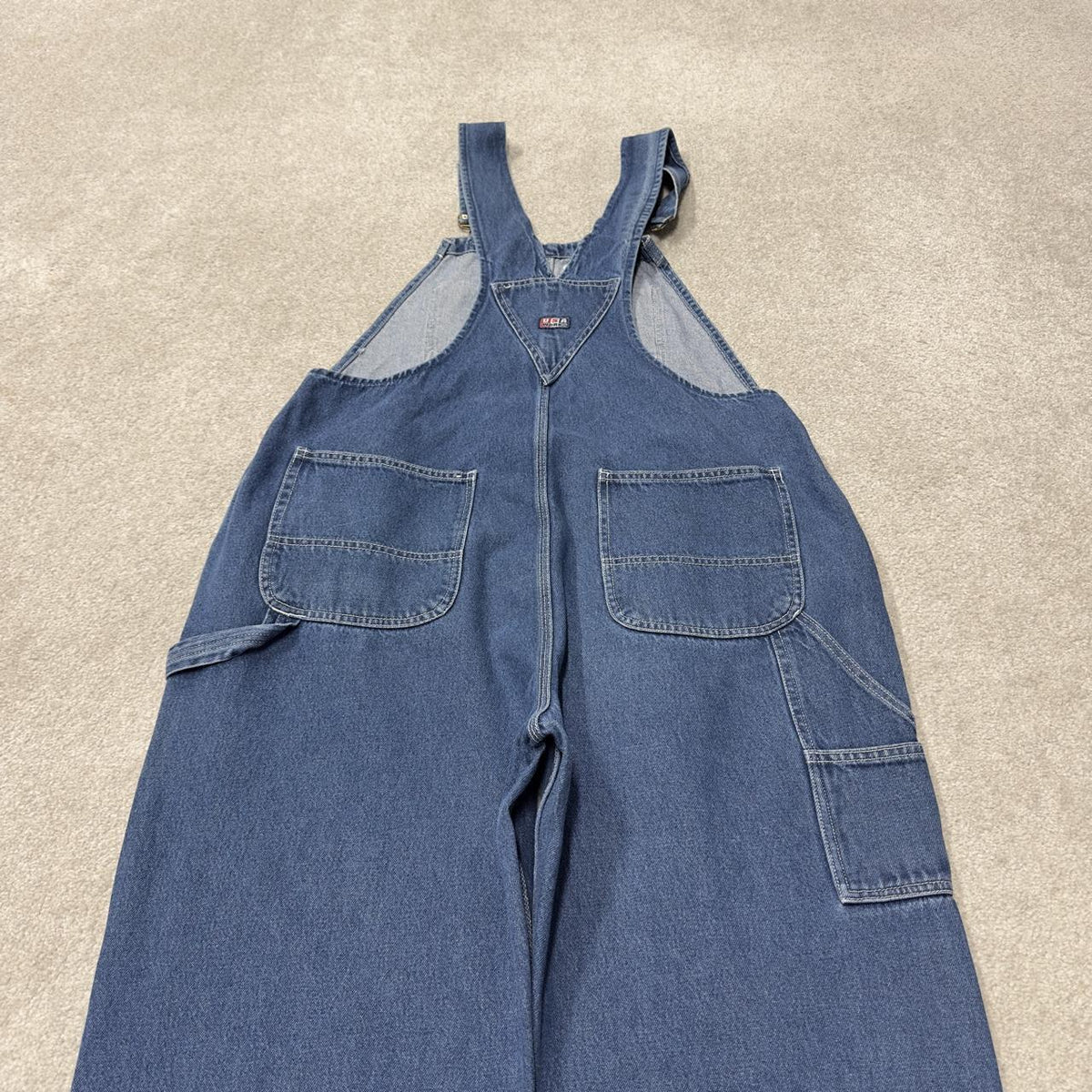 Vintage denim dungarees 00s USA works overalls blue Patch logo and adjustable straps