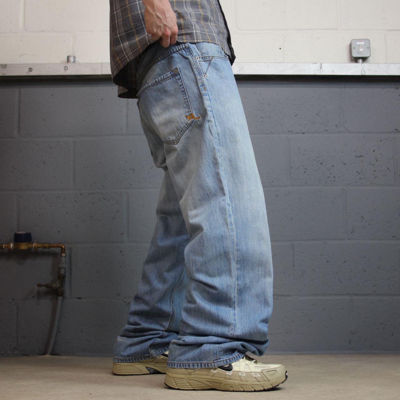 Rocawear baggy jeans y2k embroidered W36L33 blue denim Wide leg skater style surf pants