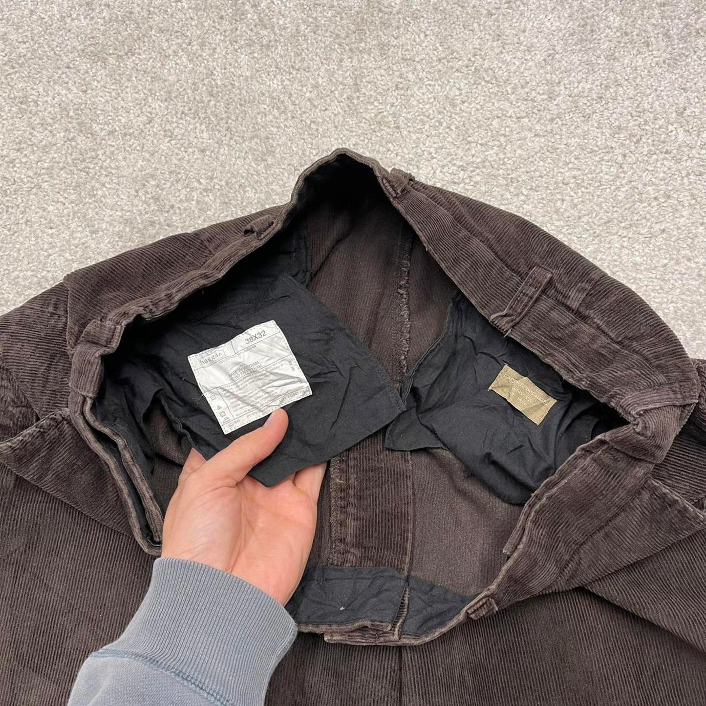 Brown Haggar corduroy trousers W38L32 baggy jumbo cord pants 90s skate style