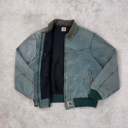 Vintage turquoise Carhartt Santa Fe bomber jacket XL Detroit cropped