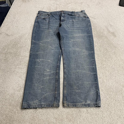 Phat Classic embroidered jeans loose washed blue denim Y2K Phat Farm loose surf style pants