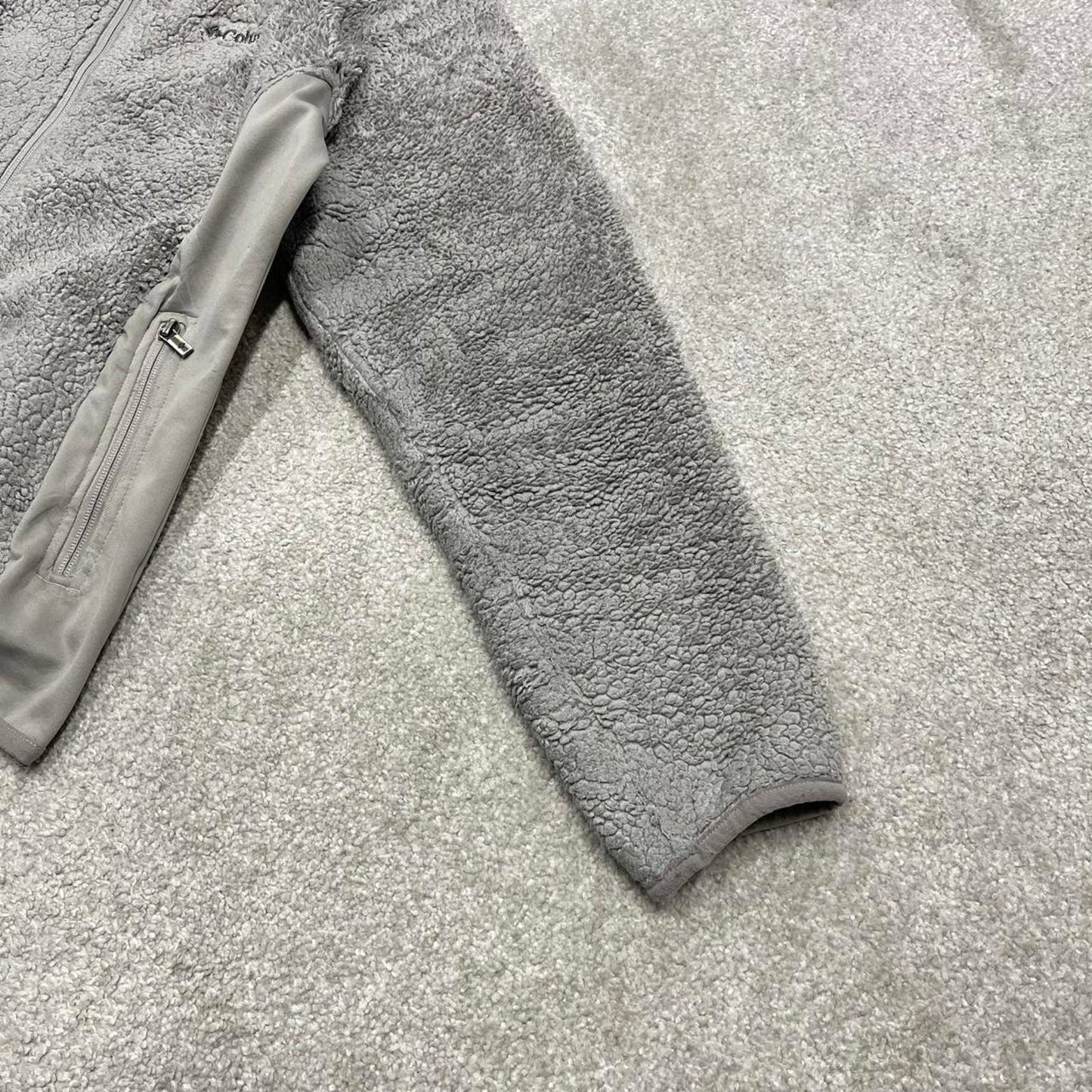 00s Columbia technical fleece M women's grey full zip up y2k teddy bear style autumn