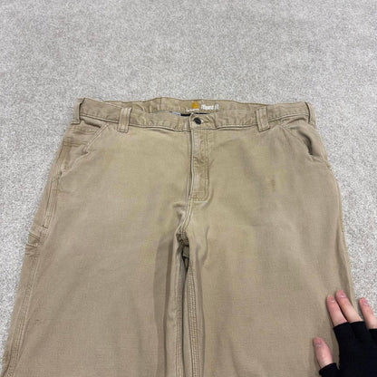 Vintage Y2K Carhartt carpenter jeans beige Relaxed fit fleece lined skate style workwear cargo pants