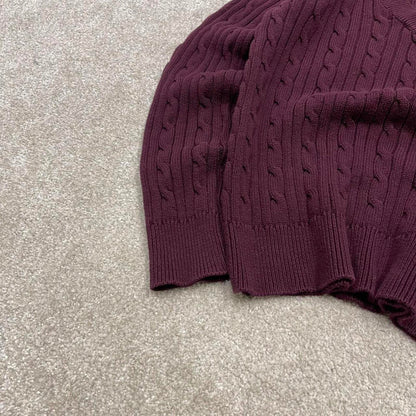 00s CHAPS knit sweater jumper embroidered L women's maroon knitted pull over y2k 90s style
