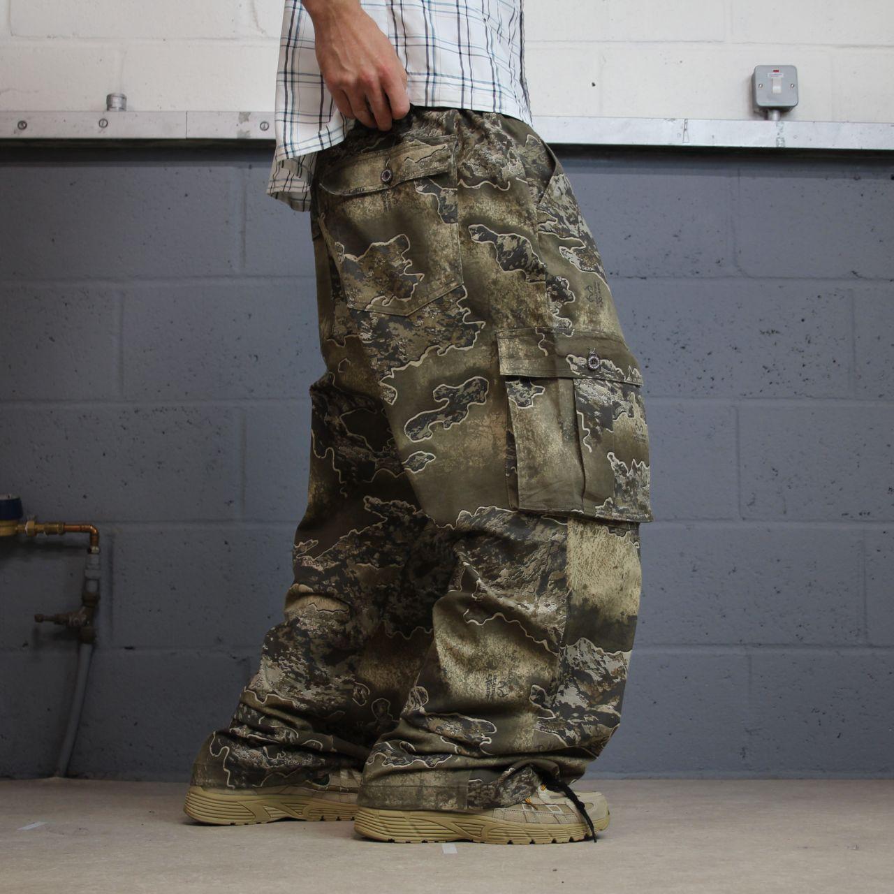Baggy realtree camo cargo pants wide leg Y2K XXL khaki Wide leg camouflage pattern utility trousers